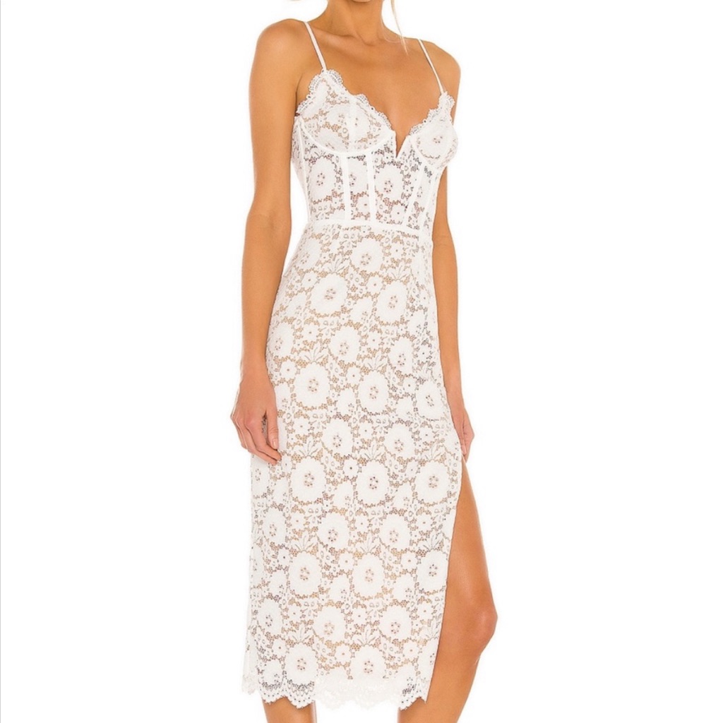 V. Chapman Stretch Lace Giselle Midi Dress Nwt